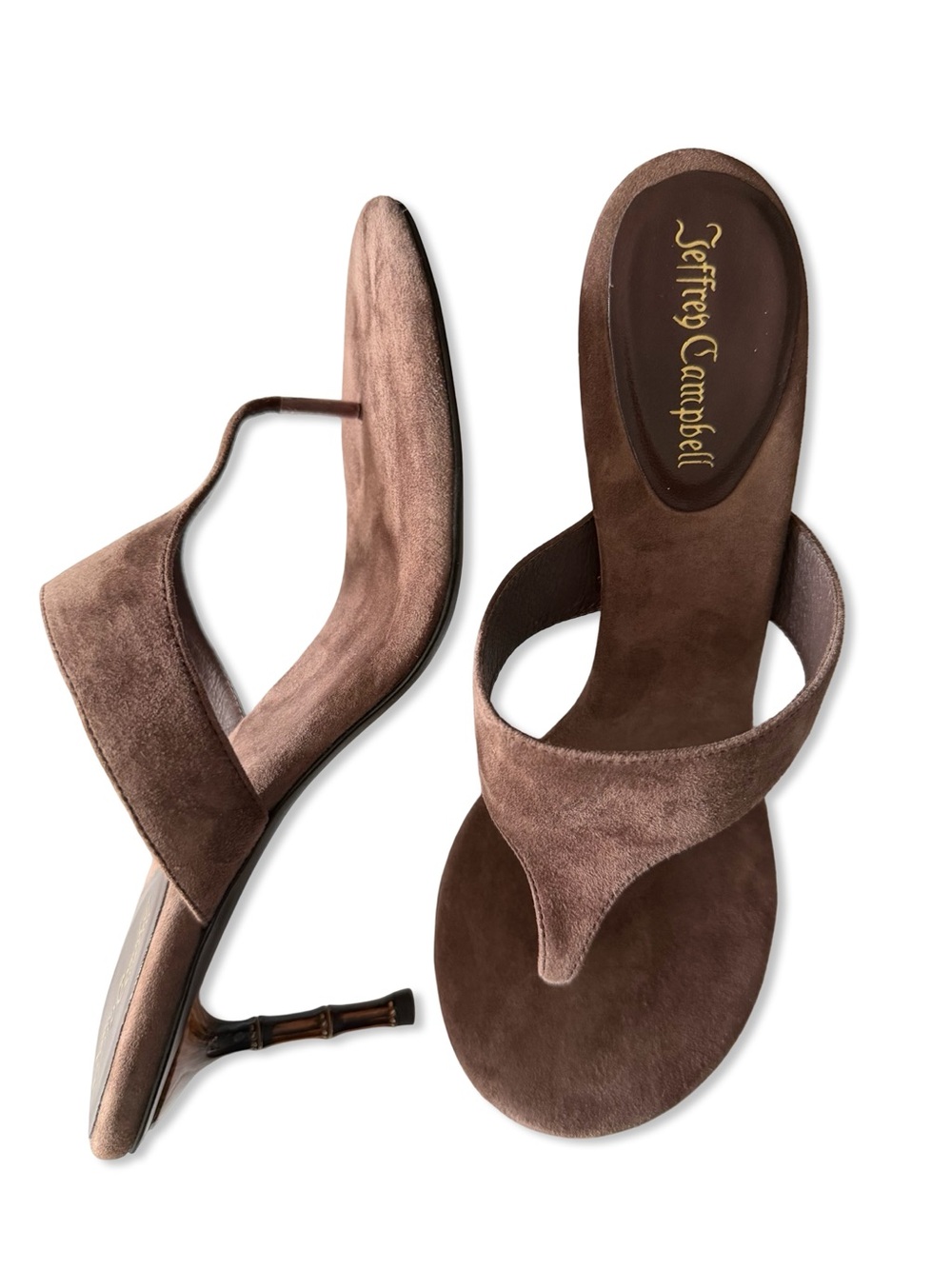 Jeffrey Campbell Marilla Sandals Coffee Suede Brown heels shoes Revolve 8 - Picture 10 of 12